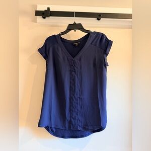 Elegant Navy V-Neck Blouse